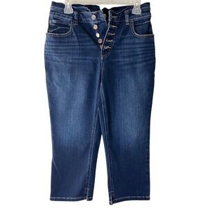M Jeans by Maurices Curvy High Rise Crop Button Fly Jeans‎ Womens 8 Dark Wash